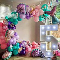 [ป่าร้อน LIN431] 97Pcs Mermaid Tail Shell บอลลูน Arch Under The Sea Mermaid Birthday Party ตกแต่งเด็กสาว Balon งานแต่งงาน Baby Shower Decor