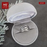 MT แหวนเงินแท้ แบบไขว้ งานรมดำ ไซส์: 59 Solid 925 Sterling Silver (sr445) MT Jewelry มณีธารา