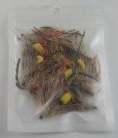 Mnft 10Pcs Fly Fishing Grass Hopper แมลงวัน Terrestrial ไข่สีเหลืองแห้งภายในเคราสีน้ำตาลนกยูง Fly ขนาด6