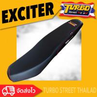 EXCITER เบาะปาด TURBO street thailand เบาะมอเตอร์ไซค์ ผลิตจากผ้าเรดเดอร์สีดำ หนังด้าน ด้ายแดง