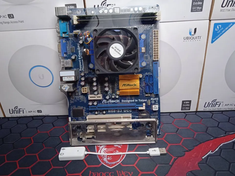 เมนบอร์ด ASROCK N68-S3 UCC Socket AM3 CPU X2 255 แรม 4GB DDR3.