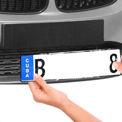2Pcs/Set Car License Plate Holder Velcro Fixed Sticker Adhesive Frameless Black Weather-proof Number Plate Holder for Vehicles Adhesives Tape