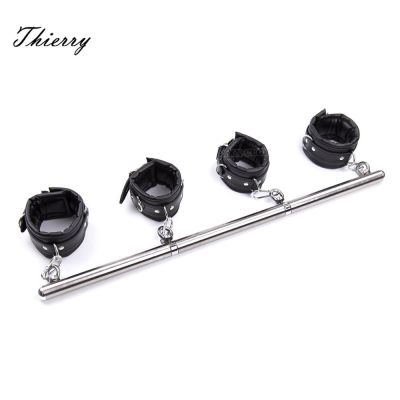 Thierry Adjustable Stainless Steel Spreader Bar Set, Unisex Sex Slave Handcuffs Ankle Cuffs Fetish Restraints Sex Products