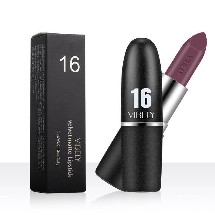 หลอดสีดำ-frosted-bullet-matte-waterproof-non-stick-ลิปสติก-cup-lipstick-hz-139