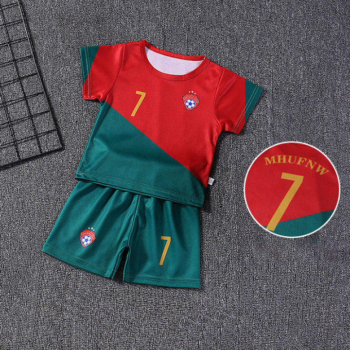baolongxin-ชุดชุดเสื้อผ้าเล่นฟุตบอลสำหรับเด็ก-เสื้อผ้าการแสดงประกวดกีฬาฟุตบอลโลกอาร์เจนตินาชุดทีมโปรตุเกส