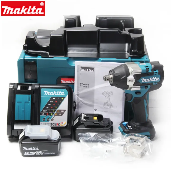 ของแท้-100-makita-ประแจไฟฟ้า-dtw700-มอเตอร์ไร้แปรงถ่าน-ประแจผลกระทบ-ประแจผลกระทบไฟฟ้าไร้สาย-มาพร้อมกับแบตเตอรี่ลิเธียม-18v-สองก้อน