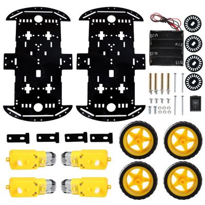 Intelligent Robot Assembly Car Kit DIY Kit Four-Wheel Drive Double Bottom Build Acrylic Base Car Learning Programmingkit