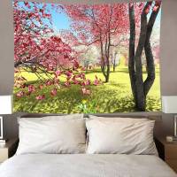 Japanese Style Cherry Blossom Tapestry Ins Tapestry Mandala Customizable Tapestry Hippie Room Wall Tapestry Artist Home Decoration Psychedelic Background Tapestry House Decoration Cover Wall Covering