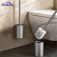 DOOKOLE Wall Mounted Toilet Brush and Holder Set Flexible Toilet Bowl Brush Head with BristlesVentilation Slots Base(Gun Grey)