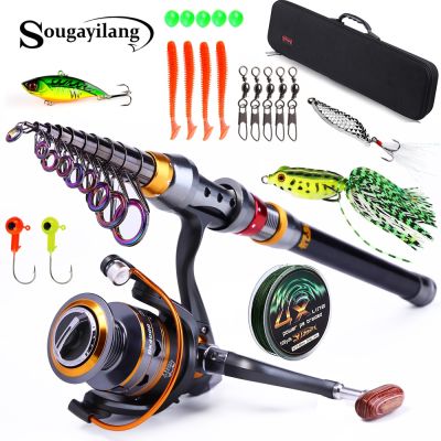 Sougayilang 1.8-3.6m Telescopic Fishing Rod and 11BB Fishing Reel Wheel Portable Travel Fishing Spinning Fishing Rod Combo Pesca Fishing Reels