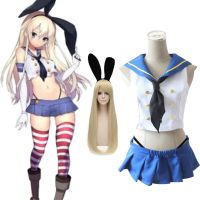 Anime Kantai Collection Shimakaze Cosplay Girls Uniforms Full Set Women Halloween Party Cosplay Costumes Suit Wig