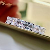 Wong Rain Fashion 925 Sterling Silver Asscher Cut Created Moissanite Wedding Band Uni Simple Rings Fine Jewelry Wholesale