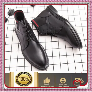 Mens dress boots black on sale leather