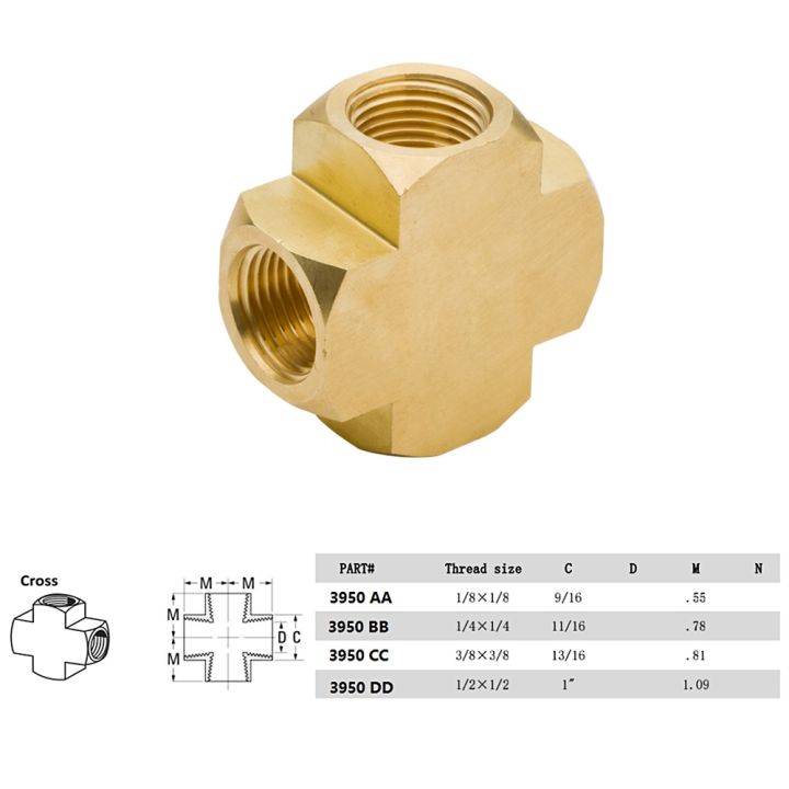 3950-2pcs-brass-pipe-fitting-4-way-connector-barstock-cross-1-8-quot-1-4-quot-3-8-quot-1-2-quot-npt-female-thread-for-plumb-water-gas-pipe