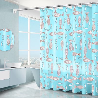 Blue Ice Fish Print Waterproof Shower Curtains for Bathroom Home Decor Shower Curtains Geometric Pattern PVEA Shower Curtains