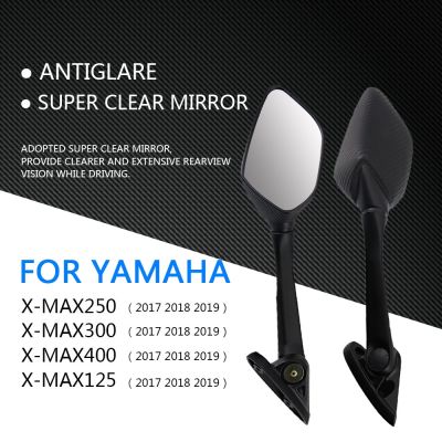 กระจกมองหลังพลาสติกสีดำกระจกข้างมอเตอร์ไซค์2ชิ้นสำหรับ Yamaha XMAX 300 400 125 250 2017-2019