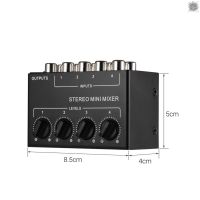 mini stereo audio mixer กับ 4 - channel rca inputs อุปกรณ์ควบคุมระดับเสียงโลหะ