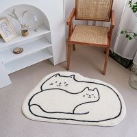 Cute Cats Carpet In The Bedroom Kawaii Rug Mat Irregular Bedside Area Rug Non-slip Bathroom Doormat Furry Mat Room Decor 러그