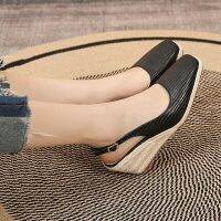 RYAMAG รองเท้าส้นสูงรองเท้ามีส้นสตรีแพลตฟอร์มสูง Espadrilles หัวสี่เหลี่ยมรองเท้าลำลองผู้หญิง Sals รองเท้าแฟชั่นทอเดียวธรรมชาติ