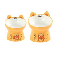 Ceramic Cat Bowl Cleaning Safe Tiger Shaped Cat Dishes Protect CatSpine Elevated Pet Food Bowls for Cat Small Dogs