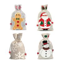 13x23cm Christmas Gift Bag Santa Gingerbread Man Cotton Burlap Bag for Candy Bag Jewelry Bag Christmas Gift Drawstring Bag