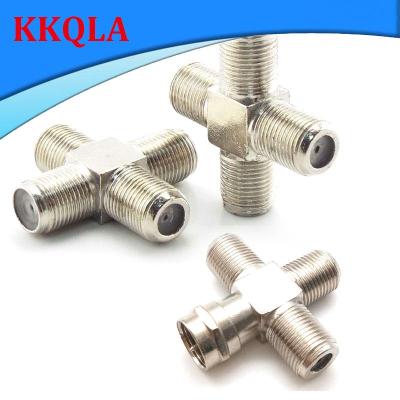 QKKQLA Rf Coaxial Connector F Type Male Female To Triple Female Plug Jack 3 In 1 Tv Jack Plug T Type Antenna Adapter