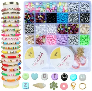 Polymer Clay Beads for Bracelets Making Aesthetic Kit with Smiley Face and  Letters for DIY Jewelry