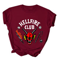 เสื้อคอกลมแขนสั้นทรงหลวมเสื้อยืดสตรีคนแปลกหน้าใส่ในคลับ Hellfire 4ชุดเสื้อทีโบว์สตรีทแวร์เสื้อยืดสตรี Charming