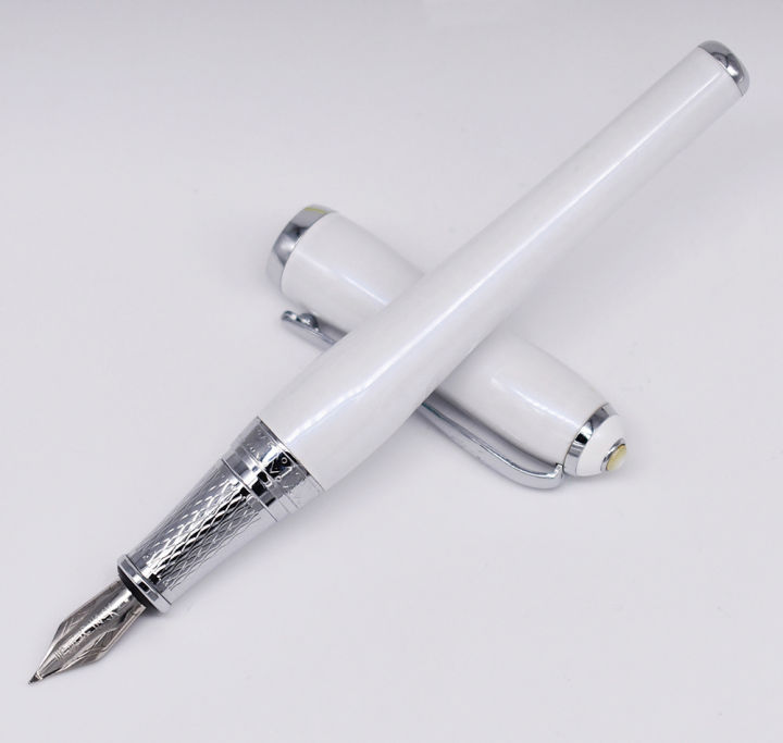 duke-elegant-การประดิษฐ์ตัวอักษร-fude-nib-fountain-ปากกา-medium-classic-writing-gift-pen-white-color-business-office-home-supplies