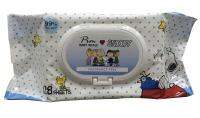 Pim Baby Wipes แผ่นเช็ดทำความสะอาดสำหรับเด็ก ไม่มีน้ำหอม (สีฟ้า) 128 ชิ้น1 แถม 1