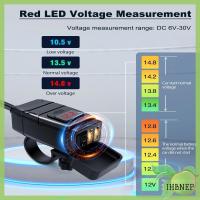 IHBNEP กันน้ำพร้อมโวลต์มิเตอร์ QC3.0ที่ชาร์จแบตเตอรี่โทรศัพท์อุปกรณ์เสริมรถจักรยานยนต์ช่องเสียบสายชาร์จรถชาร์จจักรยานยนต์ USB คู่