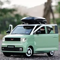 1:24รถของเล่น Wuling MINI EV อัลลอยโมเดลรถเหล็กสำหรับโมเดลรถลากยานพาหนะของเล่นจิ๋วของขวัญวันเกิด