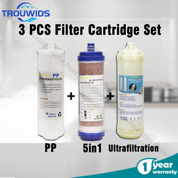 TROUWIDS 3PCS 10 Inch Water Purifier Replacement Filter PP/5in1 ...