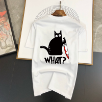 Men T-Shirts Creativity New Design Cruel Cat Killer Fun Printed Cotton Streetwear T-Shirt Tops Oversized Size Routine Tees