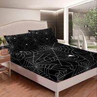 【hot】！ Themed Bed Sheet Set Boy Web Printed for Kids Children Scary Pattern Fitted