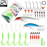 [ READY STOCK ] 52pcs Fishing Lures Baits Set Soft Bait Minnow Bait Lead Hook Fishing Tackle Accessories Kit For Seawater Freshwater