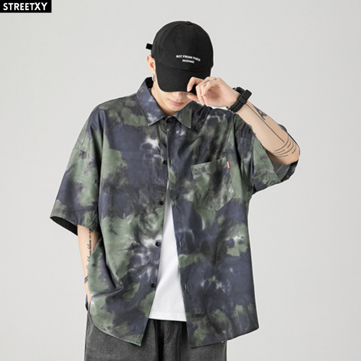 streetxy-tie-dye-shirt-เสื้อเชิ้ตโอเวอไซต์-สีมัดย้อม