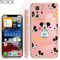 Soft Shockproof Case for Infinix Spark 5 6 Air 7 8 Pro 6GO 2022 Zero 20 5G TPU Confession Mickey Minnie Cartoon Electroplating Square Drop-proof Protective Cover