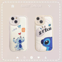 PU Soft Case สำหรับ IPhone 11 12 13 14 Pro Max ปลอกการ์ตูนน่ารักภาษาอังกฤษ Stitch ปกหลัง XR XS Max 14 Plus Anti-Shock เคสโทรศัพท์สำหรับเด็กผู้หญิง