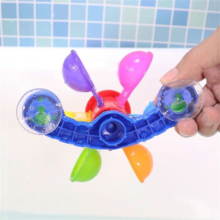 hellobby-colorful-shower-sprinkler-toy-for-kids-bathing-sucker-bathtub-toddler-children-water-spray-waterwheel-spray-play-set-baby-bath-toys