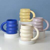 Creative Water Cup Ceramic Mug Nordic Coffee Cups with Big Handrip Colored Ceramics Big Juice Mug Handamade Drinkware Coffeeware