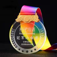 gold Custom Peronality Logo Engraving Crystal Medal Sports Academics Dance Competition Glass Awards Souvenir Gifts