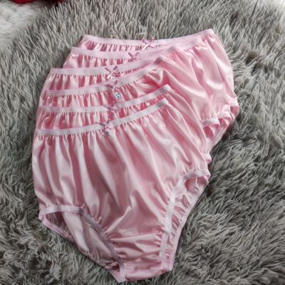 กางเกงใน ผ้าวาโก้ สีชมพู แพ็ค 6 ตัว แบบแต็มตัว นุ่มลื่น กางเกงในผู้หญิง  กางเกงไนล่อนเกรดพรีเมี่ยม  &nbsp;ไซส์ M  Pink Woman Underwear Nylon Briefs เอว28-32 นิ้ว&nbsp;