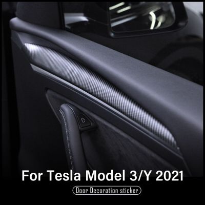 Tesla Model 3 2021 Accessories Car Door Decoration Sticker Matte Carbon Fiber ABS Model Y Drop Shippingdrop Shipping