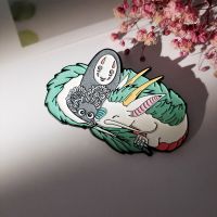 No Face Man White Dragon Enamel Pin Cartoon Animals Brooch Anime Fan Collection Fluorescence Badge New Wholesale Jewelry Gifts