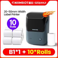 Niimbot B1 Thermal Bluetooth Wireless Mini Mobile Label Sticker Printer Maker with 10 Rolls Official White Label Paper Roll B21 Fax Paper Rolls