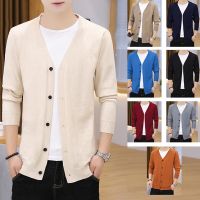 CODAndrew Hearst Latest 8 Color Mens Casual Retro Solid V-neck Sweater Cardigan Warm Knitted Sweaters M-3XL