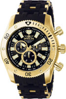 Invicta Mens 0140 Sea Spider Collection 18k Gold Ion-Plated and Black Polyurethane Watch