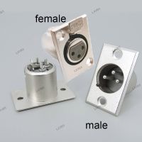 XLR 3 pin male Female panel Mounted chassis power Connector Jack Socket Type Chassis Square Shape Metal for Headset Connection YB8