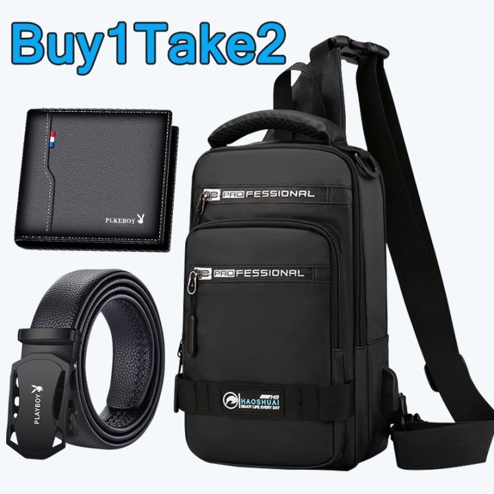 Men Messenger Bag Waterproof Messenger Bag USB Port Shoulder Bag ...